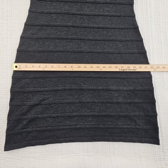 Calvin Klein Ribbed Bodycon Midi Dress Women's Large Grey Long Sleeve EUC - Picture 11 of 16